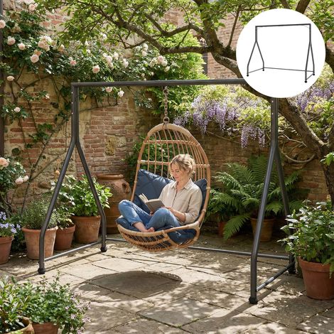 Soporte para Columpio de Acero Estructura de Columpio de 2 y 3 Asientos Carga 360 kg 210x117x175 cm Negro