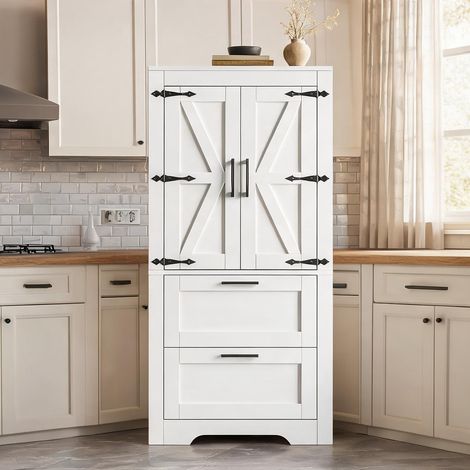 Buffet coloris blanc en MDF 60 x 30 x 128 cm (1/5)