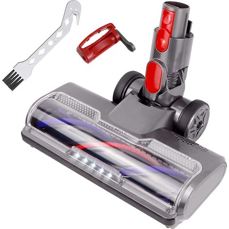 Brosse pour aspirateur Dyson V7 V8 V10 V11 V15 - Accessoire de brosse de sol avec entraînement direct et lumières LED - Brosse de rechange pour parquet, carrelage, tapis à poils courts (1/5)