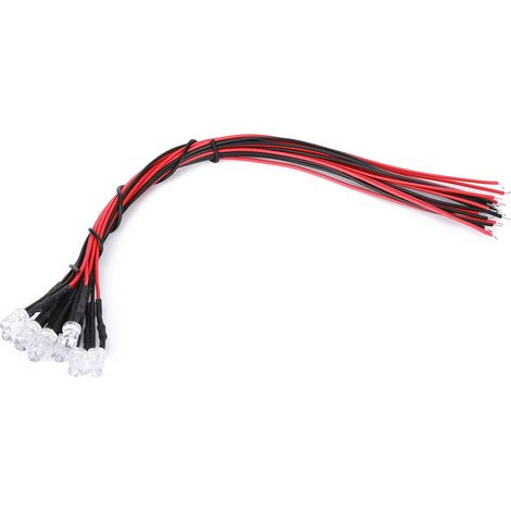 50 Stück 5 mm mehrfarbige, schnell blinkende LEDs, 12 V, vorverdrahtet mit rundem Kopf (1/5)