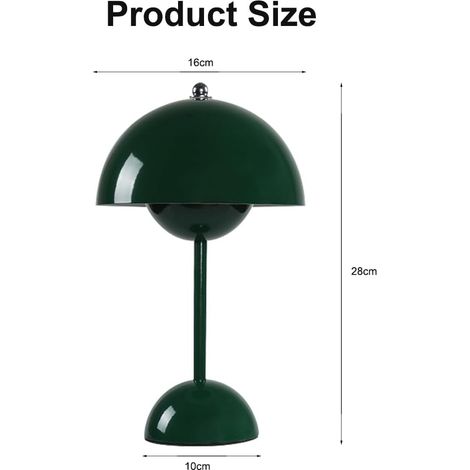 Lampada da tavolo portatile a forma di fungo, dimmerabile, con controllo touch e 3 modalità di luminosità, lampada da comodino retrò verde scuro - ALTRO (1/4)