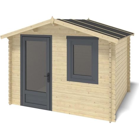 Abri de jardin en bois - 7.5m2 - 3x2.5m - Ep. 28mm - Couleur: naturel (1/5)