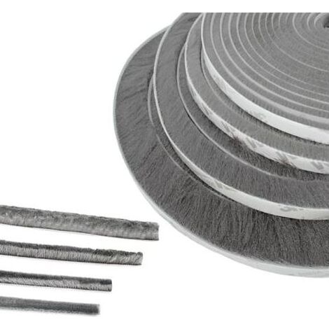Joint de brosse de porte, 1m (L) x 9 mm (l) x 23 mm (P), gris, joint de porte et de fenêtre insonorisé, joint de brosse adhésif (1/5)