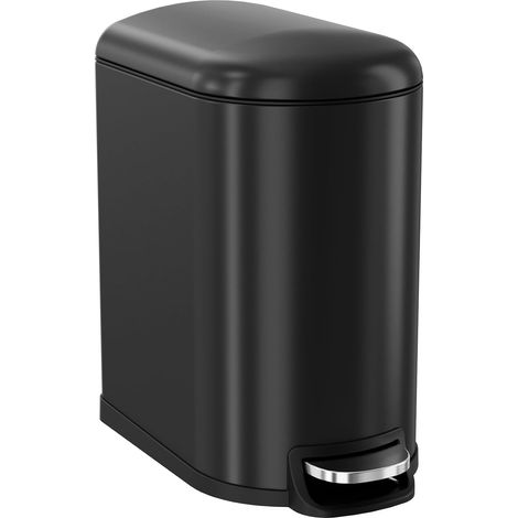 Poubelle métal rectangulaire 20L étroite, softclose, Noir (1/5)
