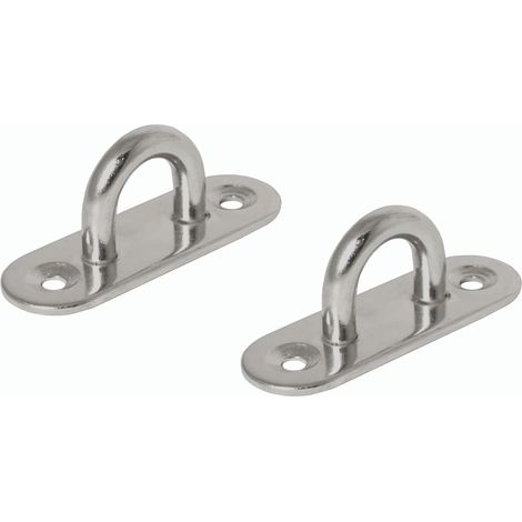 Lot de 2 Platine à œil, Acier inoxydable, Diamètre 8 mm, Entraxe 20 mm, Pour arrimage intérieur extérieur