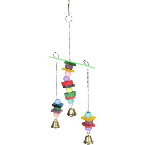 Balançoire suspendue pour oiseaux de compagnie, jouet à mâcher, en acrylique et bois multicolore, pour petits et moyens perroquets. (1/5)