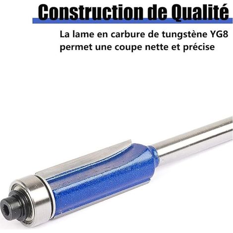 4pcs Fraise a Copier à queue de 6mm Fraise à Affleurer Bois Fraise Defonceuse Carbure de Tungstène Fraise Droite de Copiage Avec Roulement Supérieur pour le Travail du bois (1/5)