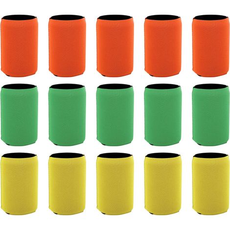 Manchon Isolant Canettes, Néopène pou Ensemble efoidisseu de Soda Bièe Coco Cola Housses Bouteilles Antidéapant Enveloppe Vac éutilisable Souple Lavable Machine Couleu Unie 15 Pièces (1/4)