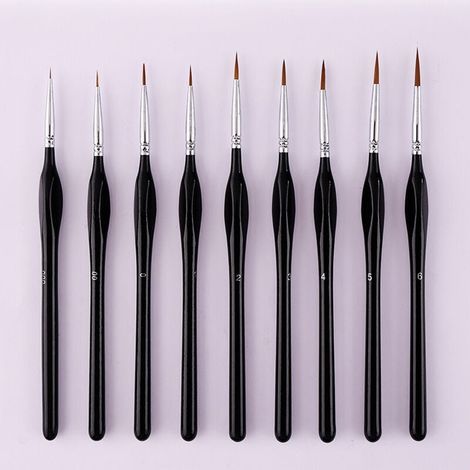 Ensemble de 9 pinceaux à peindre avec détails fins, pinceau, peinture miniature, ensemble de pinceaux pour peinture, aquar, huile, visage, ongles, peinture de maquettes, dessin au trait (1/5)