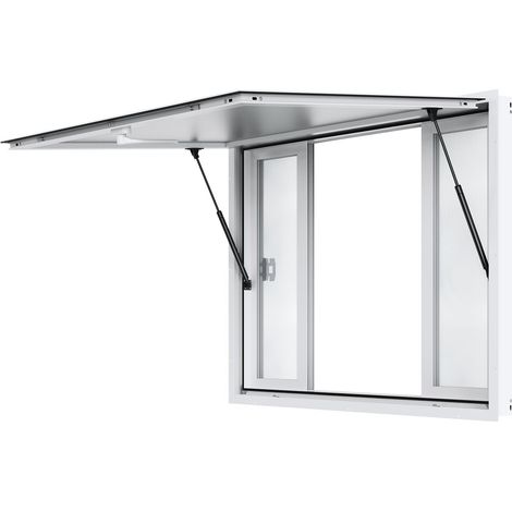 Fenêtre de concession, 1220 x 915 mm, fenêtre de service pour camion de restauration en alliage d'aluminium avec 4 fenêtres coulissantes, porte à auvent et crochet de traction, jusqu'à 85 degrés (1/5)