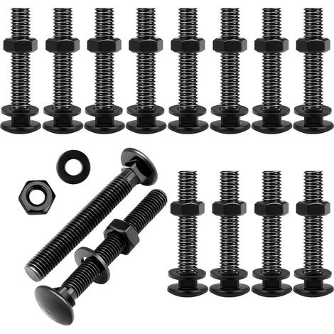 30PCS Boulons d'entraîneur, boulons de transport, avec écrous hexagonaux et rondelle, oxyde noir, acier inoxydable 304, vis d'entraîneur, M6x40mm (1/5)