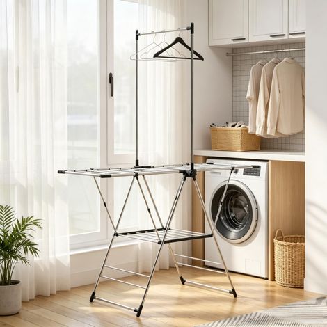 Wäschetrockner klappbar Edelstahl, 5 stufig, mit 4 Schuhhaltern (1/5)