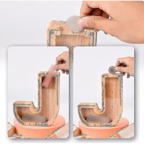 Sparschwein aus Holz mit den Buchstaben des Alphabets, Kindersparschwein (1/5)