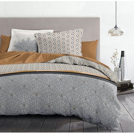 Les Tendances – Parure de lit 3 pièces 100% coton 57 fils – Housse de couette 220 x 240 cm – Taies d'oreiller 63 x 63 cm – Finitions boutons dissimulés (1/5)