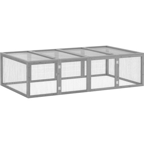 Kleintierstall, Kleintiergehege, Freigehege, Kleintierkäfig mit Tür, Meerschweinchenstall, Freilaufgehege, Kleintierhaus aus Tannenholz, 181 x 100 x 48 cm, Grau (1/4)