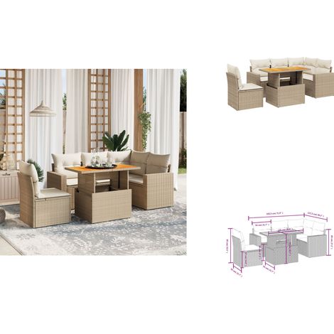 Salon de jardin avec coussins 6 pcs beige résine tressée - Ensemble De Canapés De Jardin - Ensembles De Canapés De Jardin - Ensemble De Canapés D'extérieur - Ensemble De Canapés De Patio (1/3)
