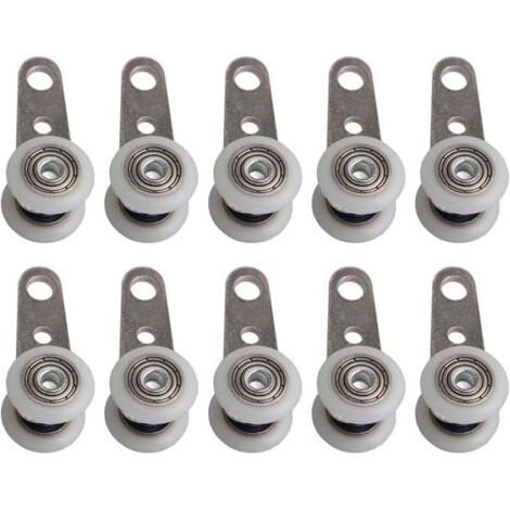 Lot de 10 roulettes pour baies vitrées ou portes coulissantes - en métal et en plastique - 4,5 x 1,9 cm (1/5)