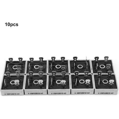 Redresseur de pont à boîtier métallique carré, 50A 1000V, 4 broches, 10 pièces, KBPC5010 (1/5)