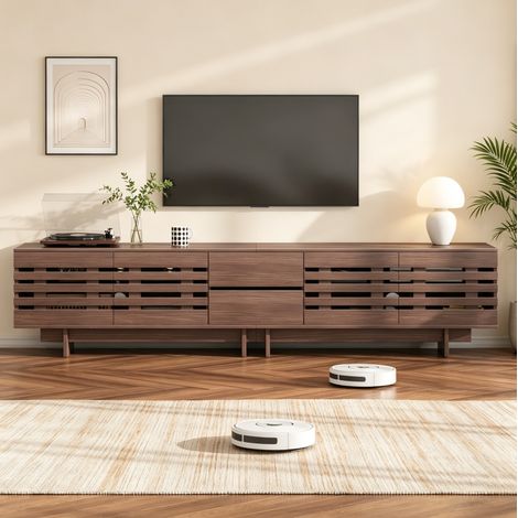 MEUBLIV Mueble TV 200 cm Nogal – 2 cajones, 4 puertas, almacenamiento integrado (1/5)