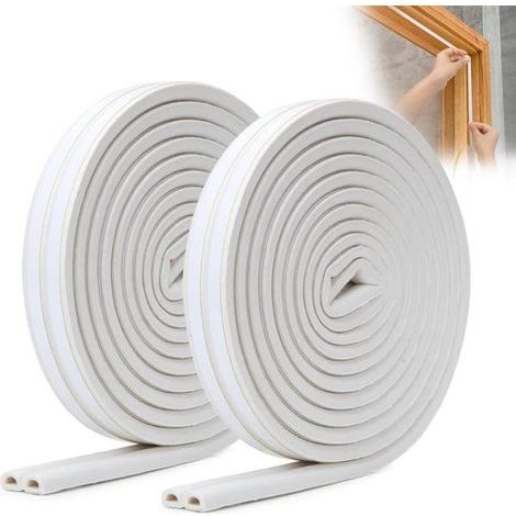 D-Profile Door Seal Strip, Strong Adhesion Entrance Door Insulation, Door Weatherstripping, Door Bottom Seal, Window Weatherstripping, Cold, Noise, Dust, 2 Rolls (White) White type (1/5)