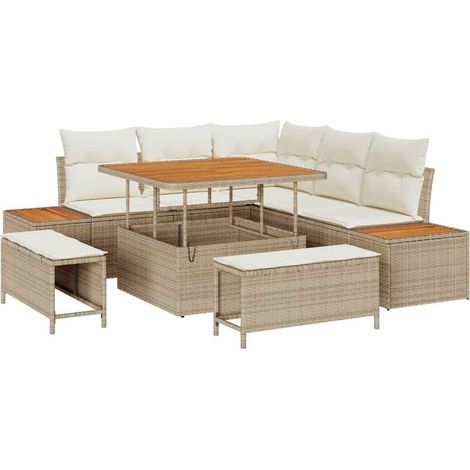 Maison Exclusive - Ensemble de canapé de jardin 8 pc 7-Nombre de places Beige (1/5)