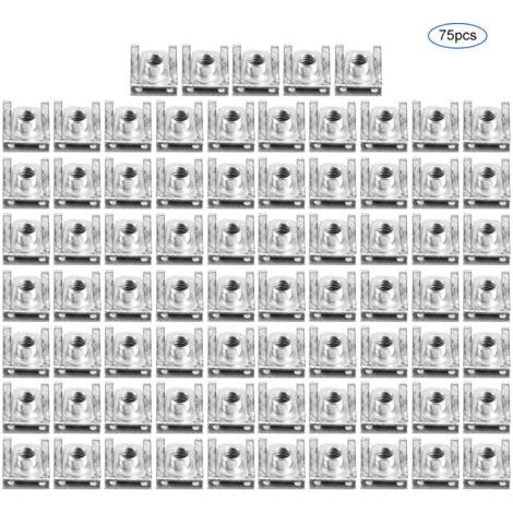 Aramox 75 pcs M6 U Clips Set Clip de Fixation pour Carrosserie, Carénage Carrosserie Panneau U Clips Pince U Écrou Vitesse Fixations De Voiture Moto Accessoire (1/5)