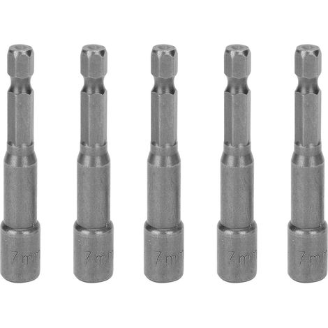 Lot de 5 embouts magnétiques de douille en acier chrome-vanadium pour vis hexagonales et écrous, jeu d'outils de réparation 65x1/4x7.0 (1/5)