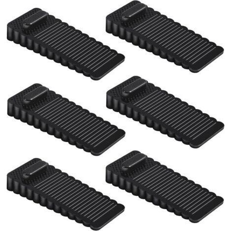 PVC Door Stopper 6 Pieces, Height-Adjustable and Stackable Floor Door Stop, Door Stops for Doors and Floors of Various Materials - Black (1/4)