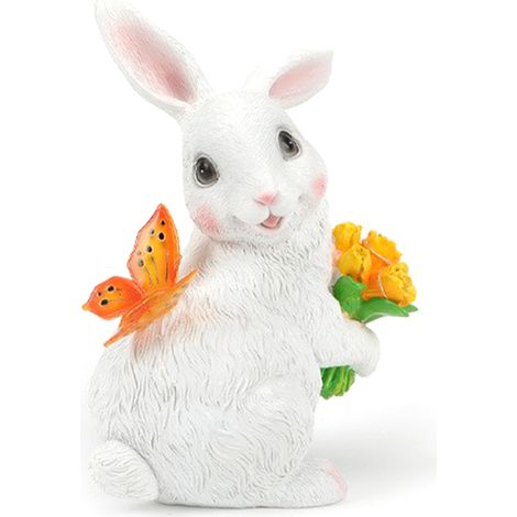 Lampe solaire extérieur résine Papillon Lapin blanc décoration jardin zen statue lumineuse design moderne ornement paysager (1/5)