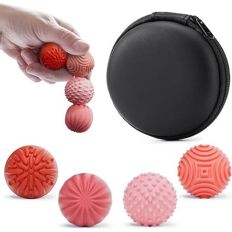 Balles magnétiques en silicone pour adultes et adolescents, lot de 4, jouets anti-stress sensoriels pour l'autisme, le TDAH et l'anxiété, cadeau idéal pour le bureau (rose). (1/5)