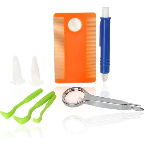 Pince anti-puces, kit anti-tiques premium 8 pièces, tire-tiques en acier inoxydable (1/4)