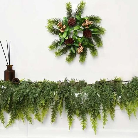 Guirlande De Noël Artificielle - Branches De Cèdre Faux - 180 cm - Pour Décoration Intérieure Et Extérieure - 1 Pièce (1/5)