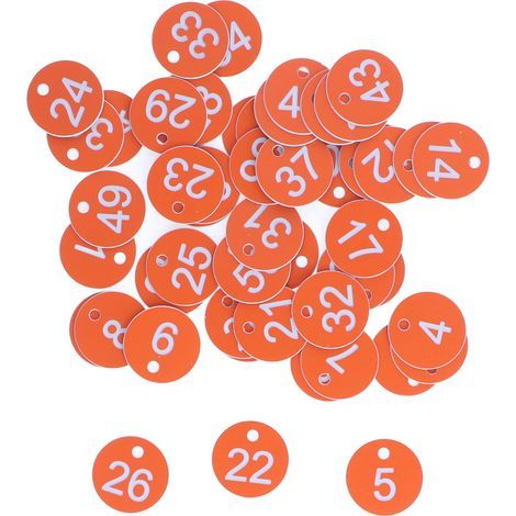 Lote de 50 etiquetas redondas para colmenas – naranja A – numeradas – con agujero – apicultura / ganadería (1/5)