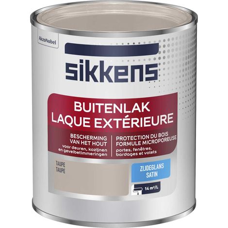 Sikkens - Peinture Laque Extérieure Bois et Fer - Finition tendue, sous-couche intégrée, facile à appliquer - Satin Taupe 0,75 L