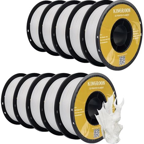 Filament d'imprimante 3D, bobine de 10KG, diamètre de 1,75 mm, PLA 10KG Blanc (1/2)