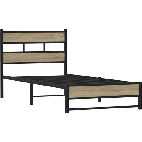 Estructura de cama sin colchón metal roble Sonoma 80x200 cm vidaXL (1/4)