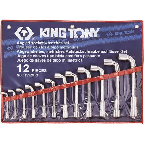 Jeu de 12 clés à pipe débouchées 8-24mm – 6x6 pans – Accès facile aux boulons dans espaces restreints – Pour mécanique et entretien – King Tony - 6x6pans (1/3)