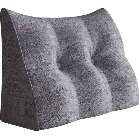 VERCART Coussin de Lecture, Oreiller Traversin Soutien Dorsal, Triangulaire Coussin à Coins, Gros Coussin Canapé, Coussin tête de Lit Dossier, Oreiller de Repos Cale Dos, Velours,Brun,60x50x20CM (1/5)