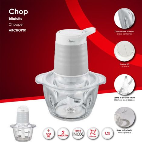 Ardes Chop ARCHOP01 Cuchillas de acero inoxidable 300W Blanco