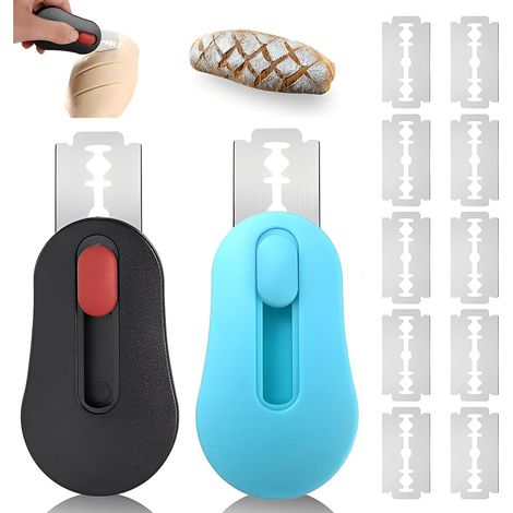 Ensembles Inciseur à pain, Couteau de cuisine, accessoires pour la cuisson du pain, Comprenant lames, Noir et bleu ciel (1/5)