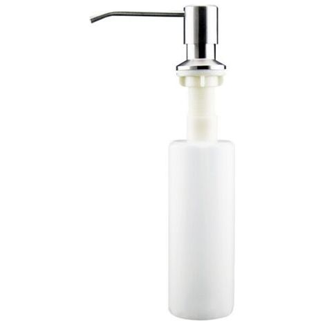 QORVA-350ML Distributeur de Savon Encastrable, Distributeur Savon Evier Cuisine Acier Inoxydable, Distributeur Savon Integre avec Bouteille, Recharge du Haut Argent (1/5)