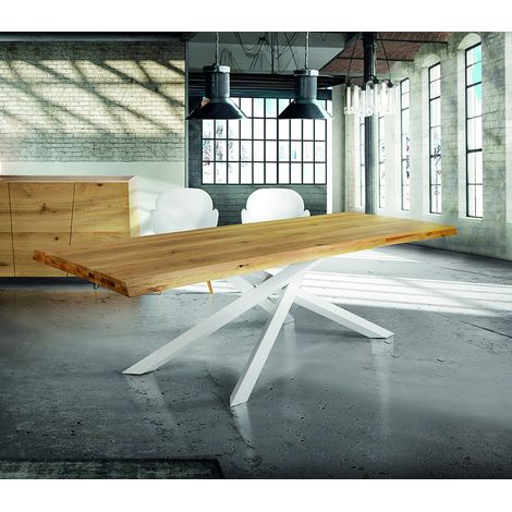 Tavolo Rettangolare Fisso con Gambe Incrociate Piano Naturale  Dimensione Tavoli: 250 x 100