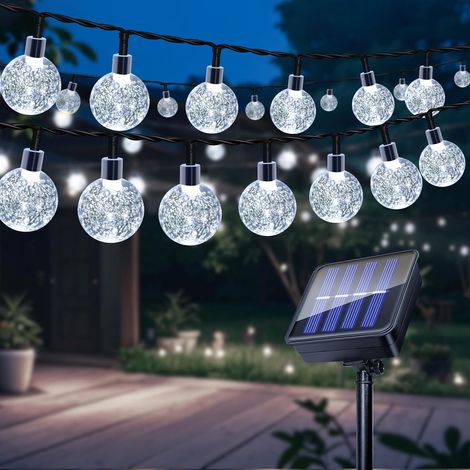 Guirlande Lumineuse Solaire Exterieur, 11M 60 LEDs Guirlande Exterieure Jardin, IP65 Étanche, 8 Modes Lumiere Solaire Extérieur Décoration pour Jardin, Cour, Arbres, Mariage, Fête(Blanc Froid) (1/5)
