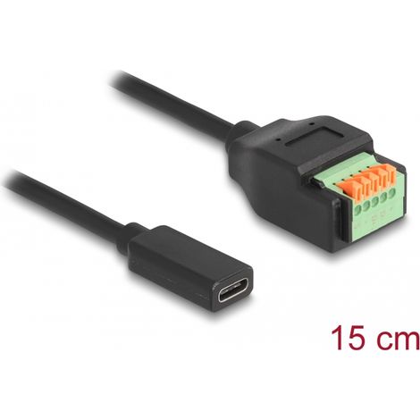 Delock USB 2.0 Cable de USB Type-Câ¢ hembra a bloque de terminales con botÃ³n pulsador 15 cm