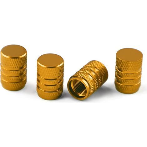 4 Bouchons Tige de Valve en Aluminium, Couvercle Bouchon Valve Pneu en Aluminium Caoutchouc pour Voitures, Bouchons Valve en Aluminium pour Pneus Voiture, Capuchon Roues Pneus Valves (Or) (1/5)