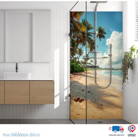 Panneau de douche : Plage du bout du monde 2 - Alu composite - 90 - 245 (1/3)