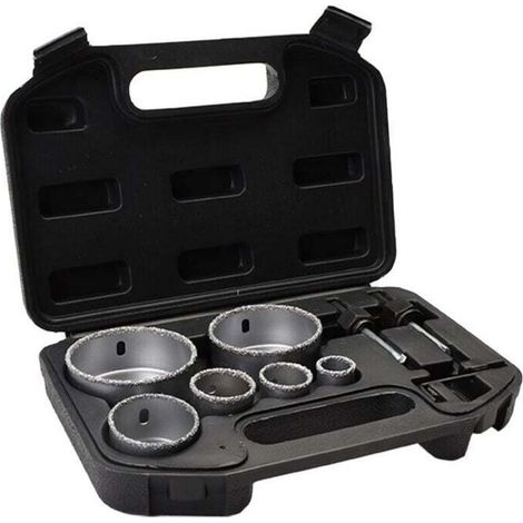 Kit di seghe a tazza diamantate per piastrelle con scatola portaoggetti in lega, 6 fori, 22-73 mm, resistenti e portatili per il taglio del calcestruzzo - Crezuo