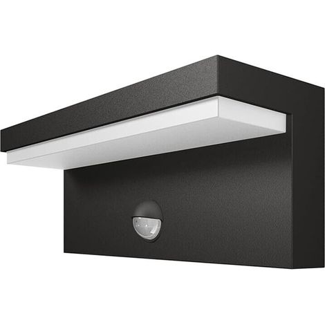 Applique A Parete Led Luce Bianca 10w Lampada Sensore Rileva Movimento Ir Nero