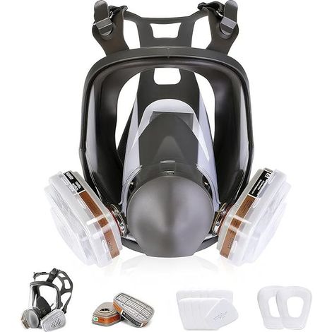 Vollgesichts-Atemschutzmaske, wiederverwendbare 15-in-1-Vollgesichts-Staubmaske mit 10 austauschbaren Filtern, Schutz vor organischen Dämpfen (1/5)