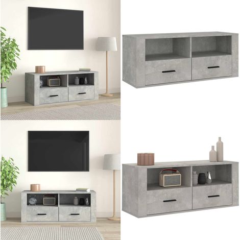 Meuble TV Gris béton 100x35x40 cm Bois d'ingénierie - Meubles Tv - Meuble Tv Gris - Meuble Tv Design - Meuble Tv Moderne - Meuble Tv Industriel - Home & Living
